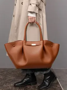 Women's fashion solid-color handbag Casual Commuter Bag Trendy commuter bag wing bag tote bag large capacity bag pebble leather handbag Fashionable casual bag