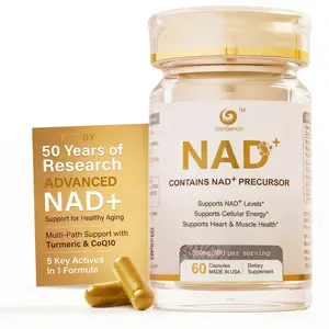 GenBench NAD+ Supplement for Healthy Aging & Energy 500 mg Nicotinamide Riboside NR with CoQ10 HMB Turmeric & Black Pepper 60 Vegan Capsules Supports Muscle Strength Recovery Heart Health Vitamin