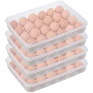 24 Egg Holders for Refrigerator,1 Set Clear Deviled Egg Tray with Lid,Plastic Egg Storage Container,Egg Organizer for Protect and Keep Fresh,24 Egg Tray
