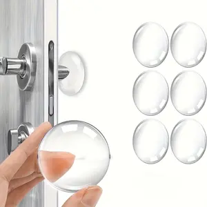 6 Transparent Self-Adhesive Door Stop Wall Protector, Reusable Plastic Design, Absorbs Impact and Reduces Noise, Protects Door Handles and Walls