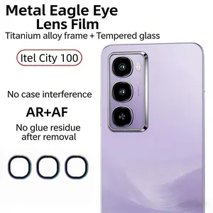 3pcs Itel Transon City100 Lens Film Metal Eagle Eye Transparent Rear Camera Tempered Glass Protection Film Diamond Embellished