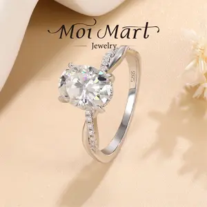MOI MART 2Ct Oval Cut Synthetic Moissanite ring, Stackable in s925 sterling Silver engagement ring perfect gift Solitaire Wedding Infinity Bridal Band Set