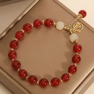 Women's Chinese Lucky Fortune Bracelet - Red Good Luck Charm Beads with Fu Character, Elegant Vintage Jewelry Gift for Mothers Day, Birthdays & Daily Wear for Luck