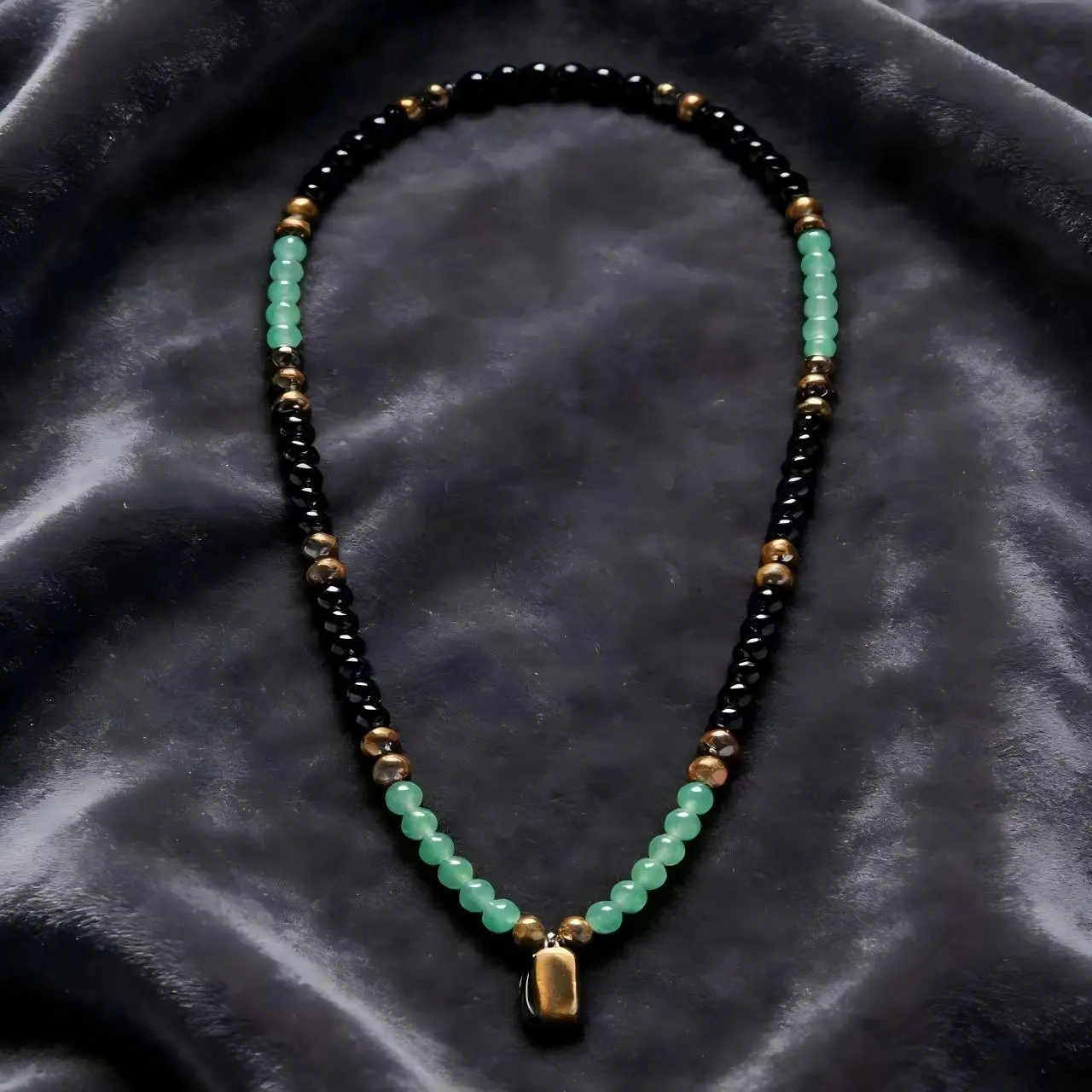 Money Attraction Necklace With Green Aventurine & Tiger Eye Pendant Healing Crystal Stone ,Anniversary,Vacation &Theme Parties Jewelry Charms Abundance Crystal bracelet,Long Chain,Sweater chain,Ideal Gift Jewelry for Men and Women