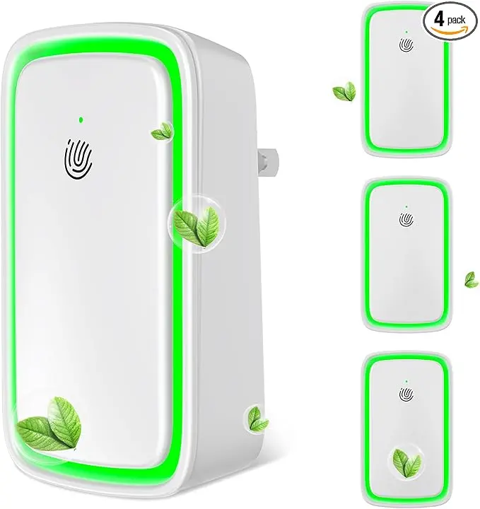 Home Care Supplies Plug-in Negative Ion Air Purifier Ionizer Kit – 2/4 PCS Quiet Portable Deodorizer with Night Light, All-Seasons Use for Bedrooms, Offices & Kitchens, Freshens Air, Reduces Odors, Dust & Allergens, Energy-Saving Compact Design
