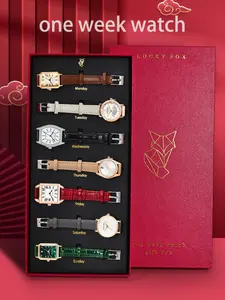 Women's Analog Quartz Watch Set, Round & Square Watches & Geometric Dial Brown Pu Leather Strap Wristwatch, Classic Holiday & Birthday Gift Set for Women & Girls, Girlfriend Gifts with Box, Quartz Wristwatches