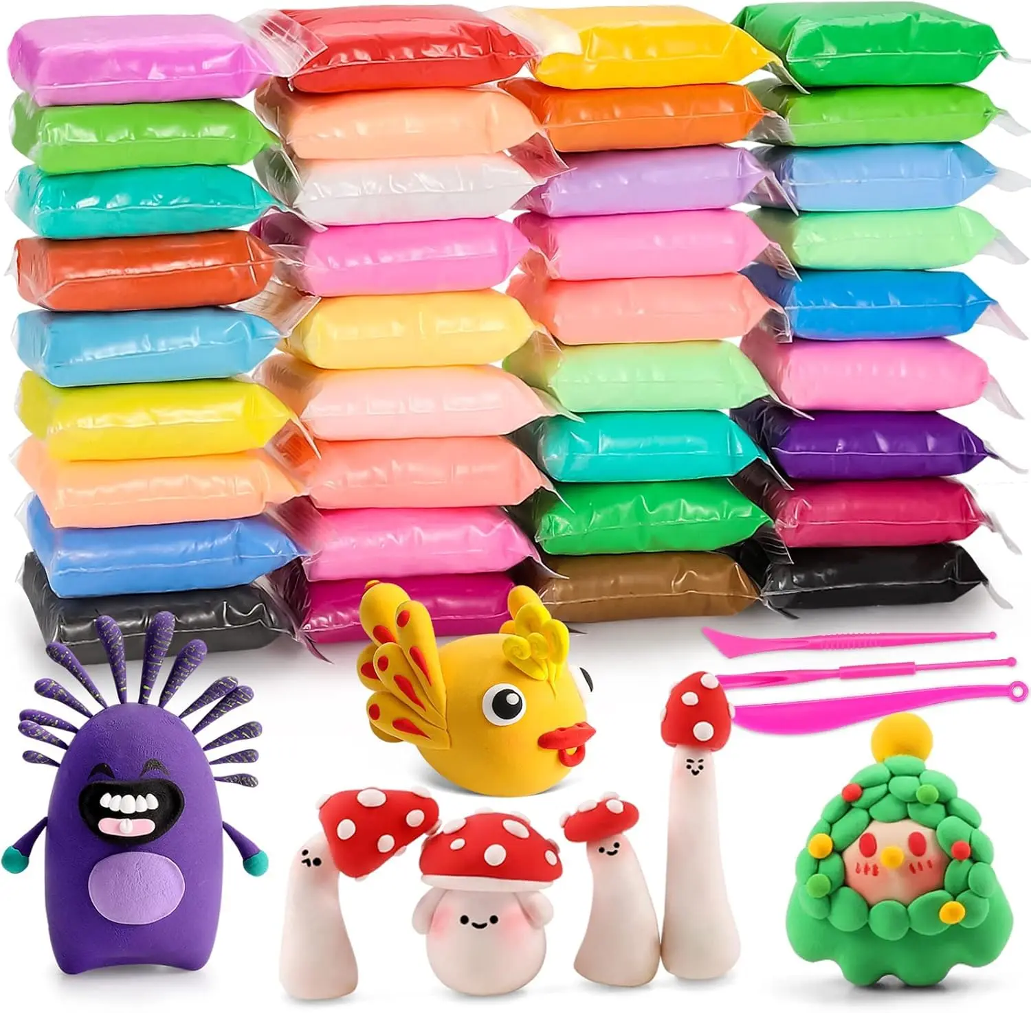 Air Dry Clay Kit 36/48 Color Modeling Clay for Kids, Ultra Light Magic Clay with Tools, Non-Toxic DIY Art Craft Gift for Boys and Girls Creative Play