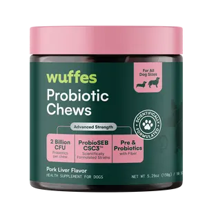 Wuffes Probiotic Chews for Dogs - Daily Digestive & Gut Health Supplement - Supports Immunity & Nutrient Absorption - All Breeds & Ages - MADE IN USA - 60 Chews