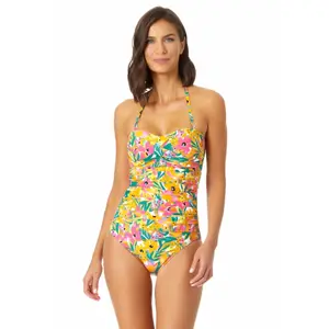 Anne Cole - Twist Front Shirred One Piece Swimsuit