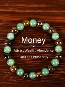 1pc Arpurraina Money Attraction Bracelet with Green Aventurine & Tiger Eye - Blue Friendship Bracelet, Energy Bracelet, Beaded Jewelry Protection Encouragement Gift