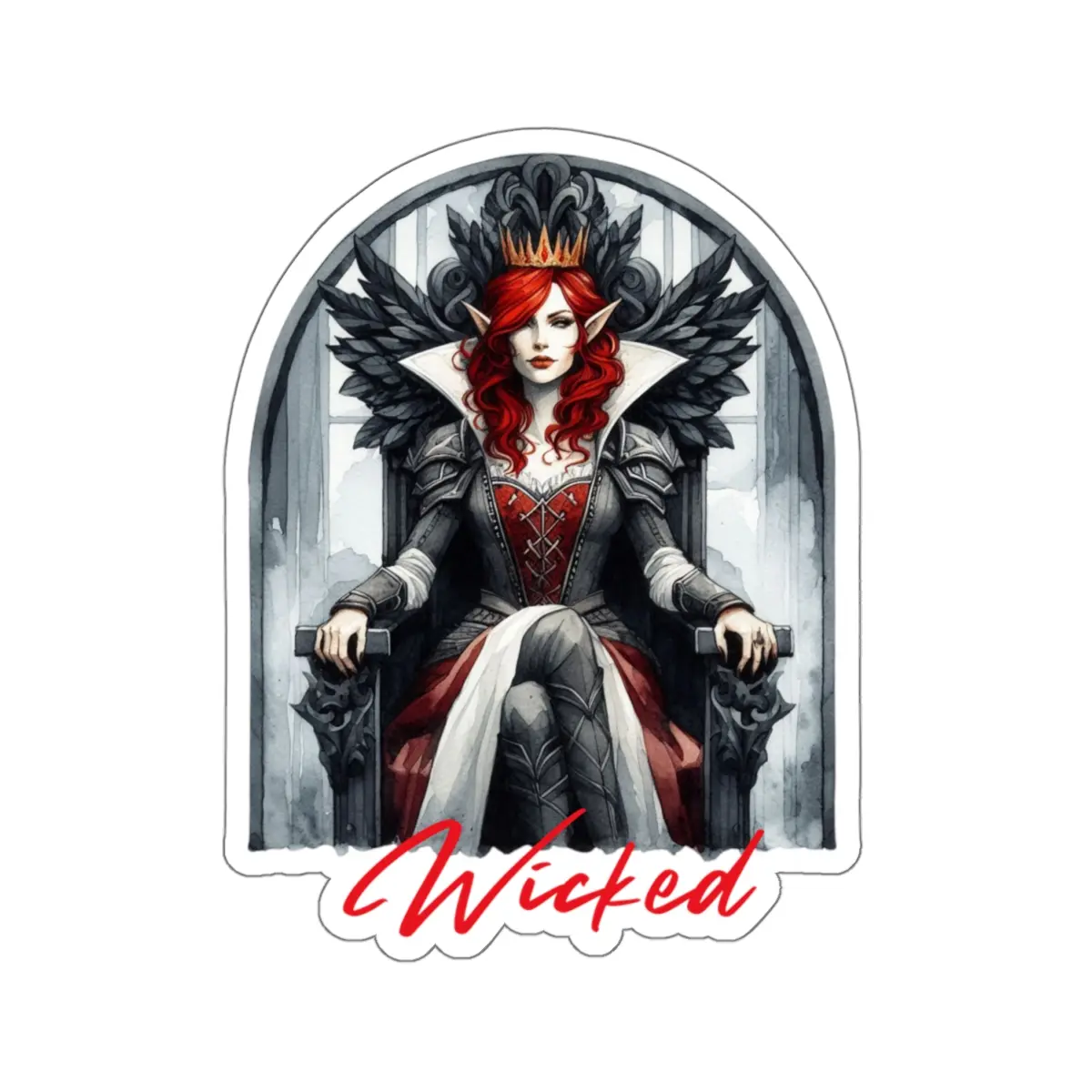 Kiss-Cut Stickers - Wicked Elf Queen Throne Sticker, Fantasy Fairy Tale Sticker, Magical Enchanted Sticker, Halloween Decor Sticker, Wicked