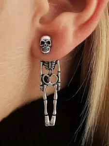 Halloween skull skeleton detachable earrings with retro style skull hanging earrings, Punk Earrings, Dangle Earrings, suitable for Halloween and all year parties