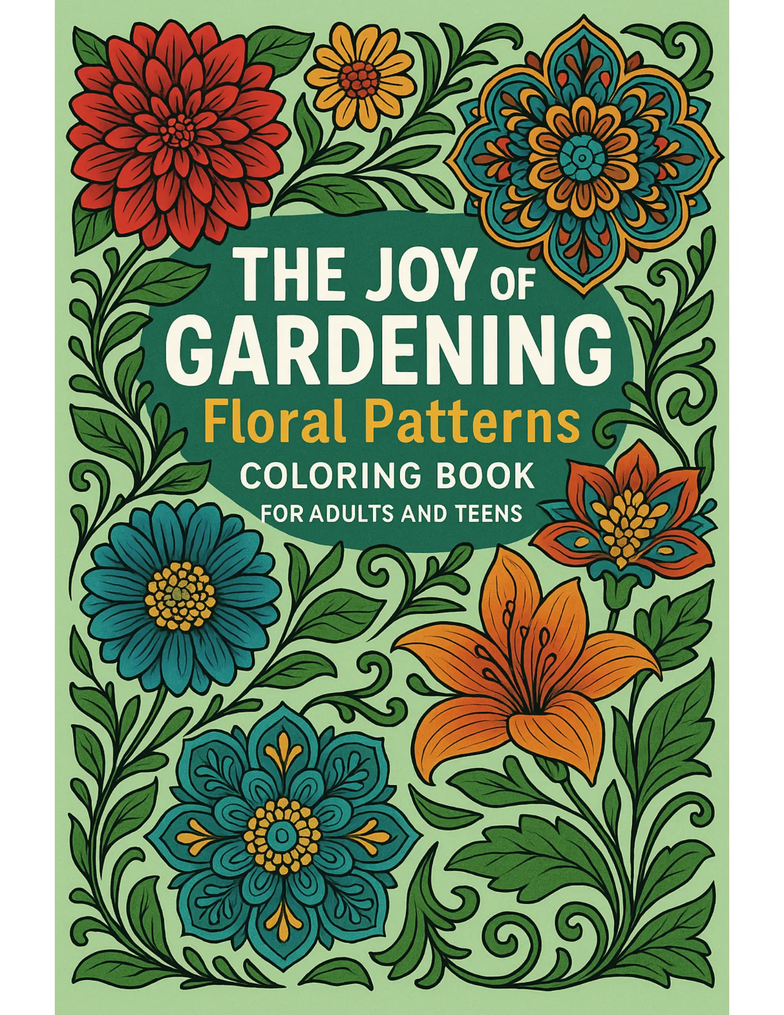 The Joy of Gardening Floral Patterns Coloring Book Sheets For Adults and Teens