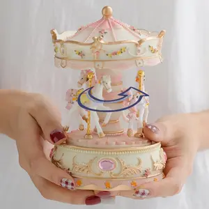 Gift-Wrapped Musical Carousel Music Box Color Lights Merry Go Round Horses Unicorn Decor Gifts for Girls and Daughter Granddaughter Niece Women Kids Christmas Birthday