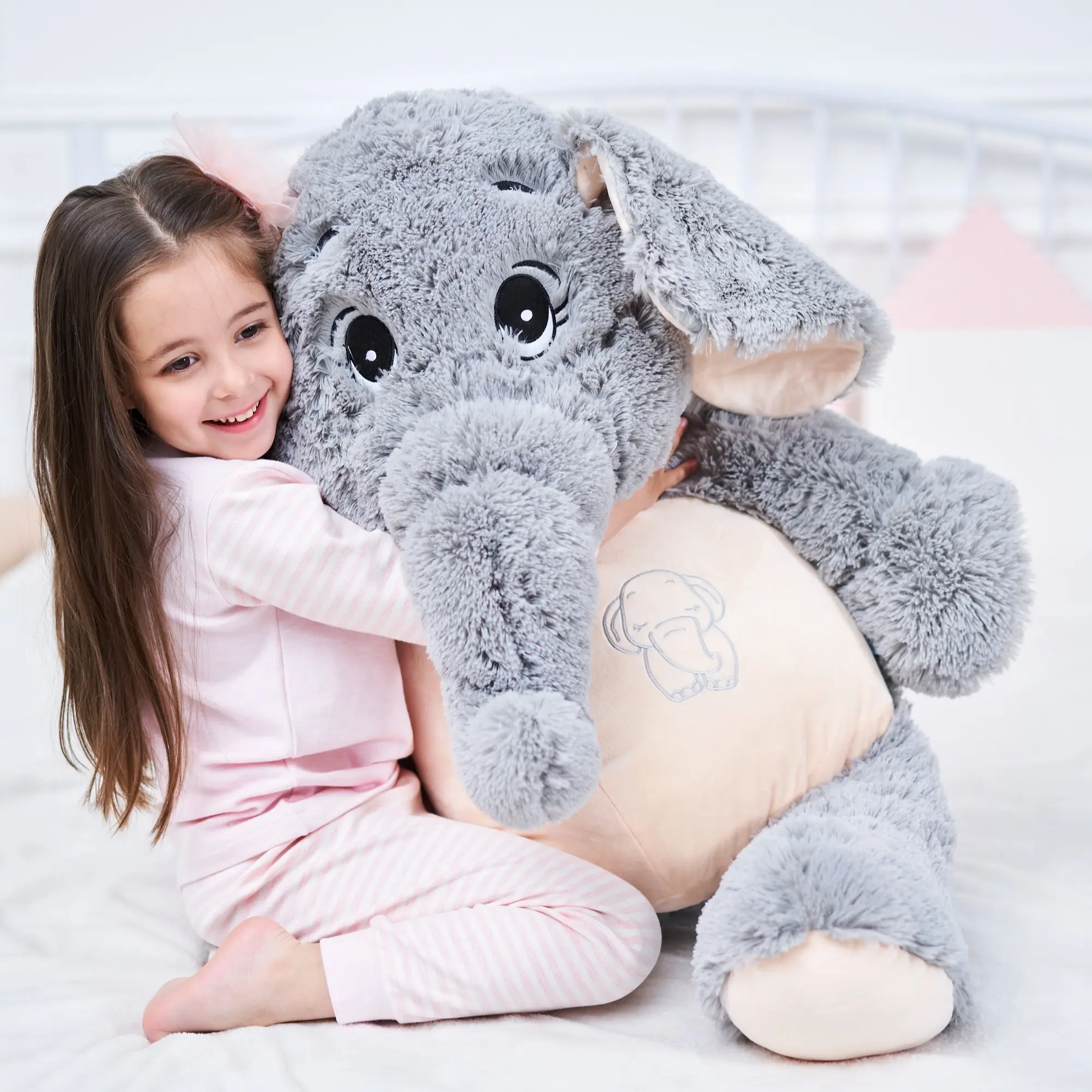 IKASA Giant Elephant Stuffed Animal Plush Toys Soft Gifts (Gray, 39 inches)