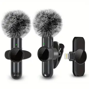 Wireless Lavalier Microphone with Windproof Cover Audio Video Recording Mini Mic for Iphone Android Mobile Phone Microphone SWZYOR