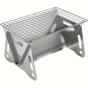 The portable barbecue kit is equipped with charcoal, stainless steel fire pit and storage bag. It can be used both indoors and outdoors. It is smoke-free and has a non-stick coating, making it suitable for camping and outdoor activities grills