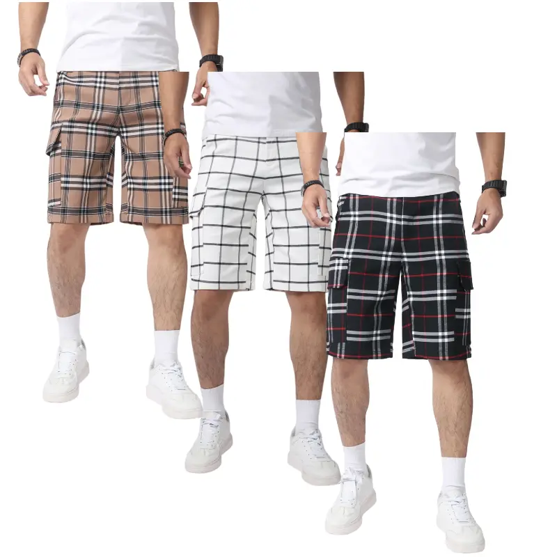 JUNBAOSS Men's Multi Pack Slim Fit Stretch Dress Shorts Plaid Baggy Shorts for Men, Straight Leg Fashion Comfort Flex Waist Shorts, Mens Casual Business Golf Dress Chinos Shorts Pants