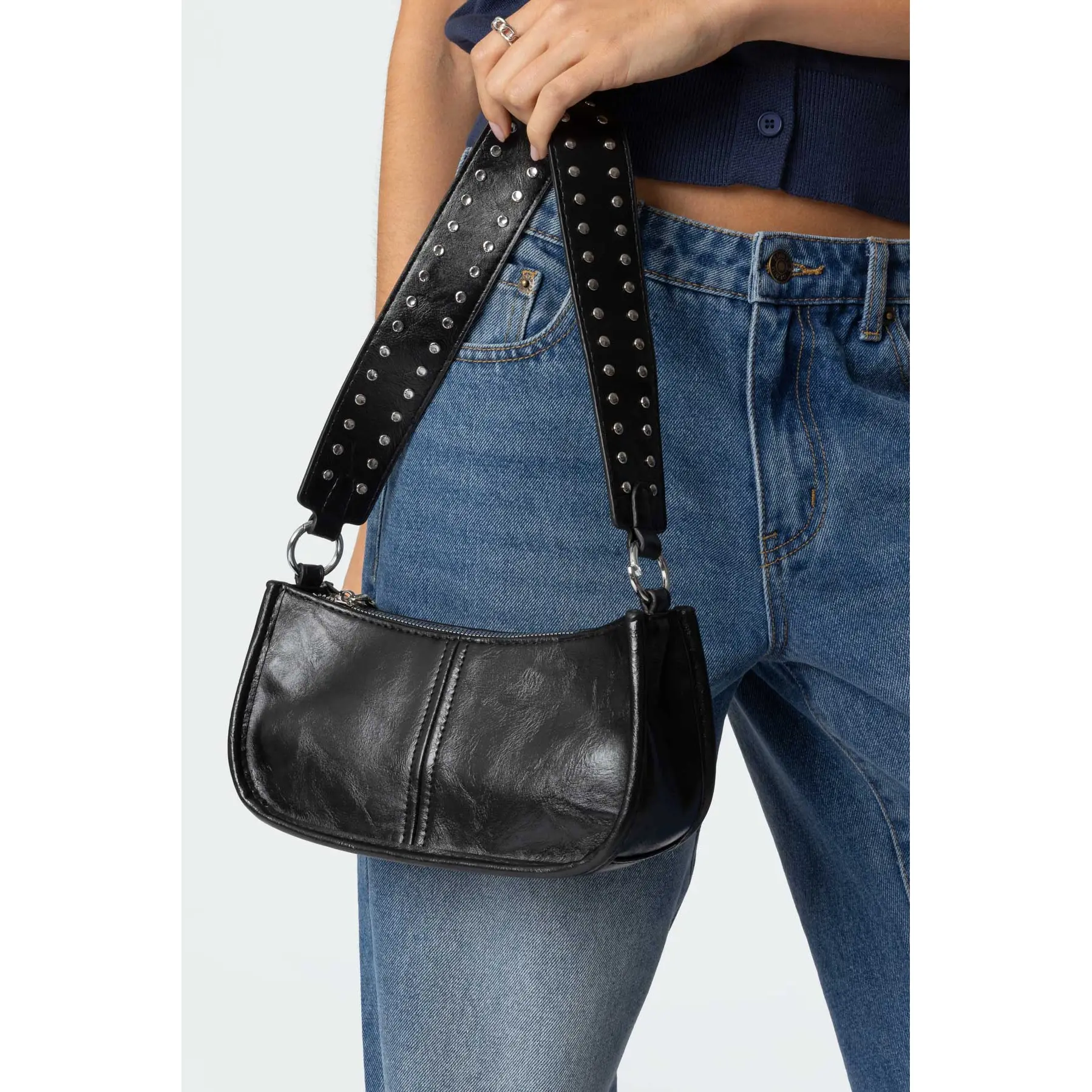 Studded Strap Faux Leather Bag