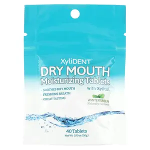 XyliDENT Dry Mouth Moisturizing Tablets with Xylitol, Wintergreen, 40 Tablets