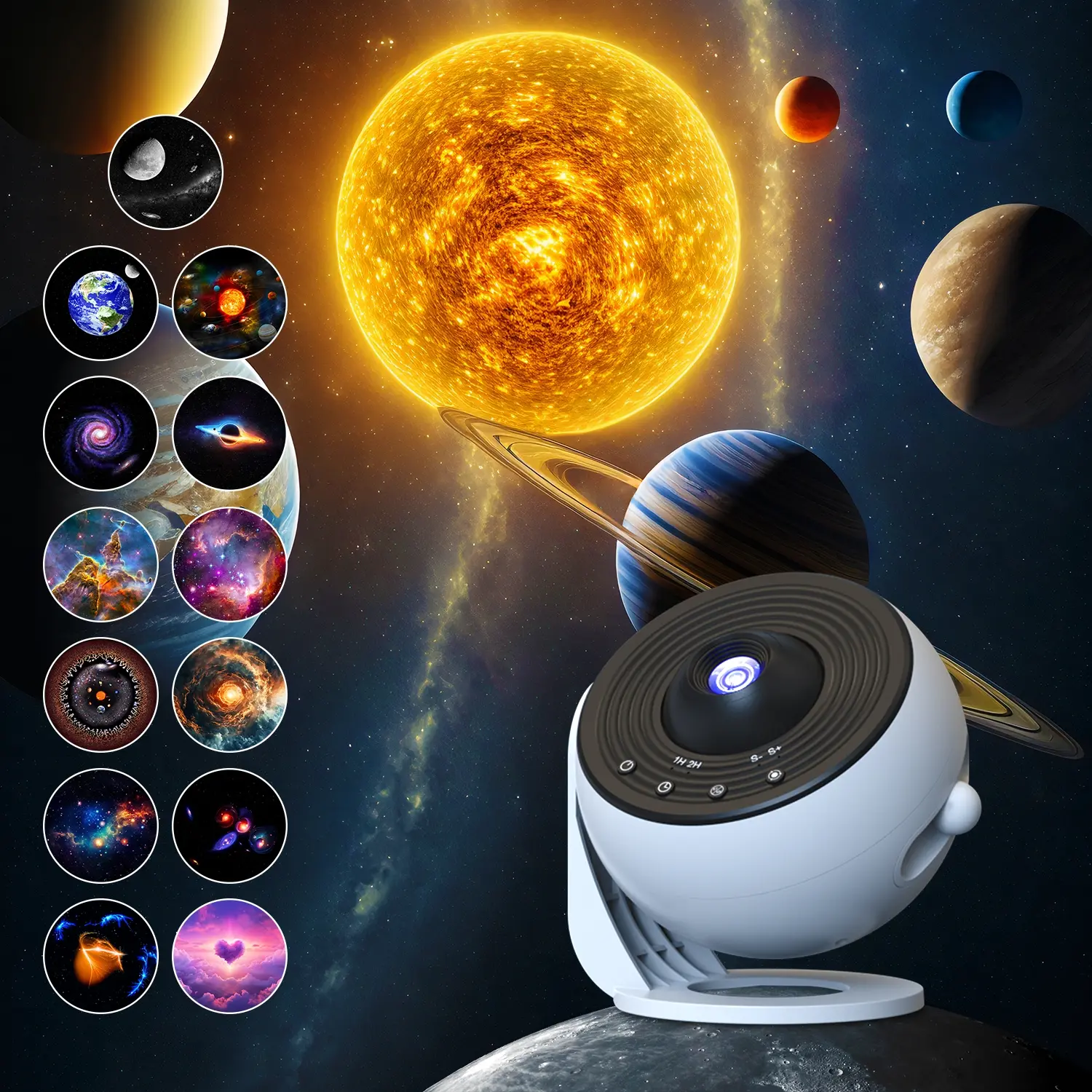 Planetarium Projector Pro Bedroom, 13-In-1 Star Shape Projector Galaxy Lamp, Ceiling Night Light Atmosphere Lighting with Timer, LED Space Galaxy Lamp, Led Light Entertainment