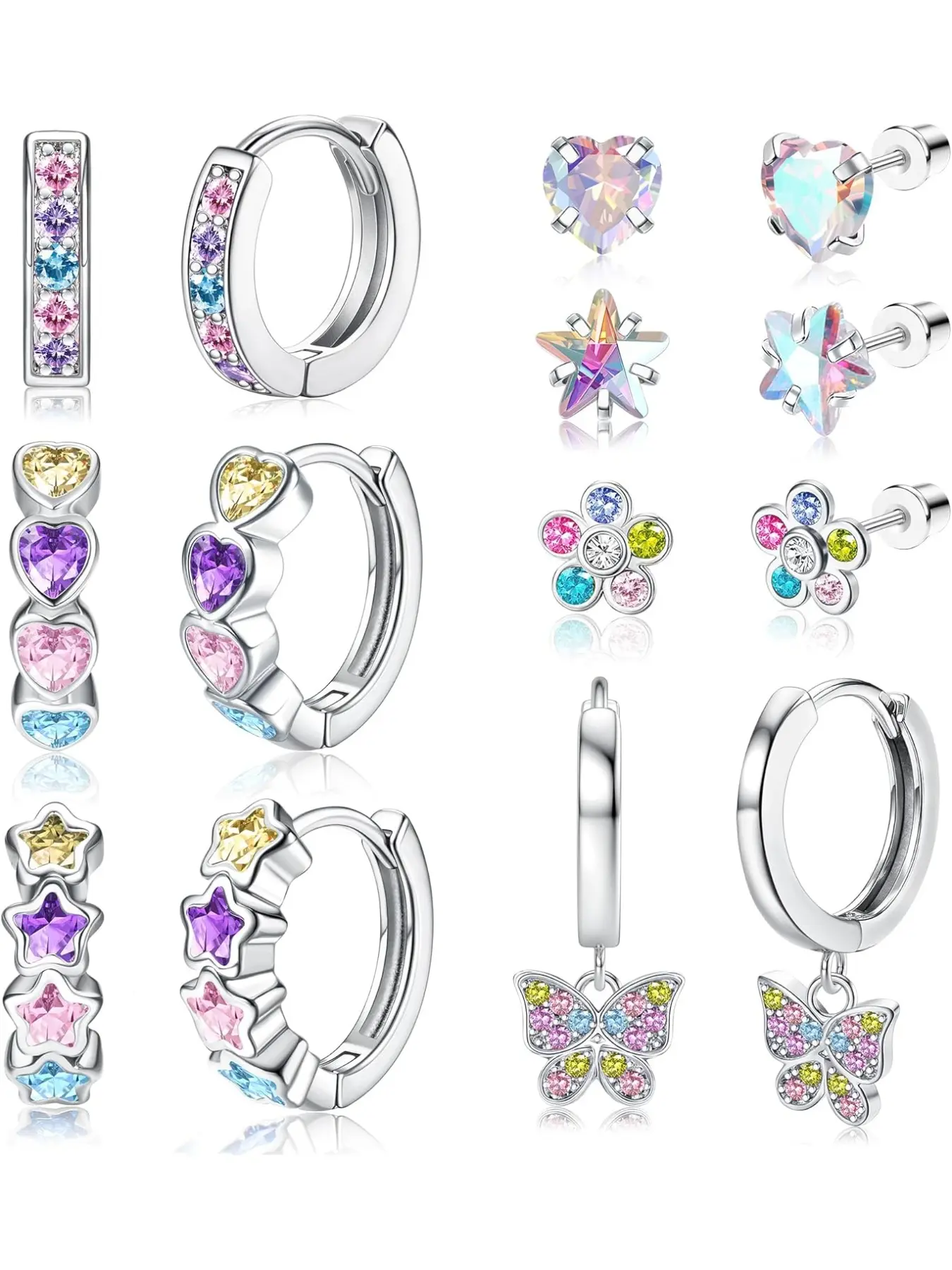 Hypoallergenic Earrings for Girls Women Stainless Steel Screw Back Earrings Hoop Earring Sets for Sensitive Ears Cute Kids Toddler Earring Jewelry Studs Earrings