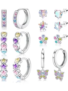 Hypoallergenic Earrings for Girls Women Stainless Steel Screw Back Earrings Hoop Earring Sets for Sensitive Ears Cute Kids Toddler Earring Jewelry