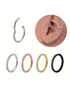 1pc of Zirconia Nose Hoops for Septum Piercings, Hinged Segment Clicker Earrings, Lip Rings, And Cartilage Jewelry for Tragus, Helix, And Daith.