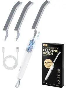 PALNESTS  Electric Crevice Cleaning Brush, IPX6 Waterproof Electric Scrubber, Hard Bristle Multi-purpose V-Shaped Crevice Cleaning Brush,  3 Speeds with LED Light, Suitable for Sinks, Toilets, Window Crevices, Bathroom Durable Multifunction