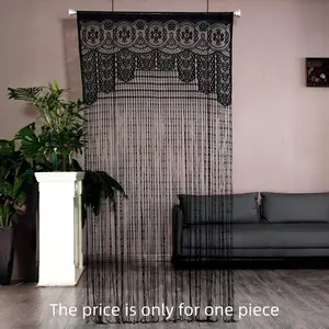 1pc Handmade Woven Rope Curtain, Entryway Privacy Linen, Living Room Divider, Fringe Line Nordic Wall Hanging Background