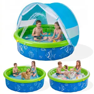 Kids Pool for Toddler, Foldable Kiddie Pool with Removable Canopy, Portable Baby Toddler Pool for Indoor Outdoor,Dog Pet Swimming Pool,Easy Drain Non-Slip Splash Pool for Backyard & Travel Quick Setup No Tools (47in)