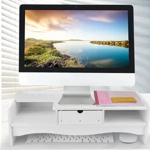 Double-Layer Desktop Organizer – Laptop Monitor Stand with Storage Space, Suitable for Office & Home