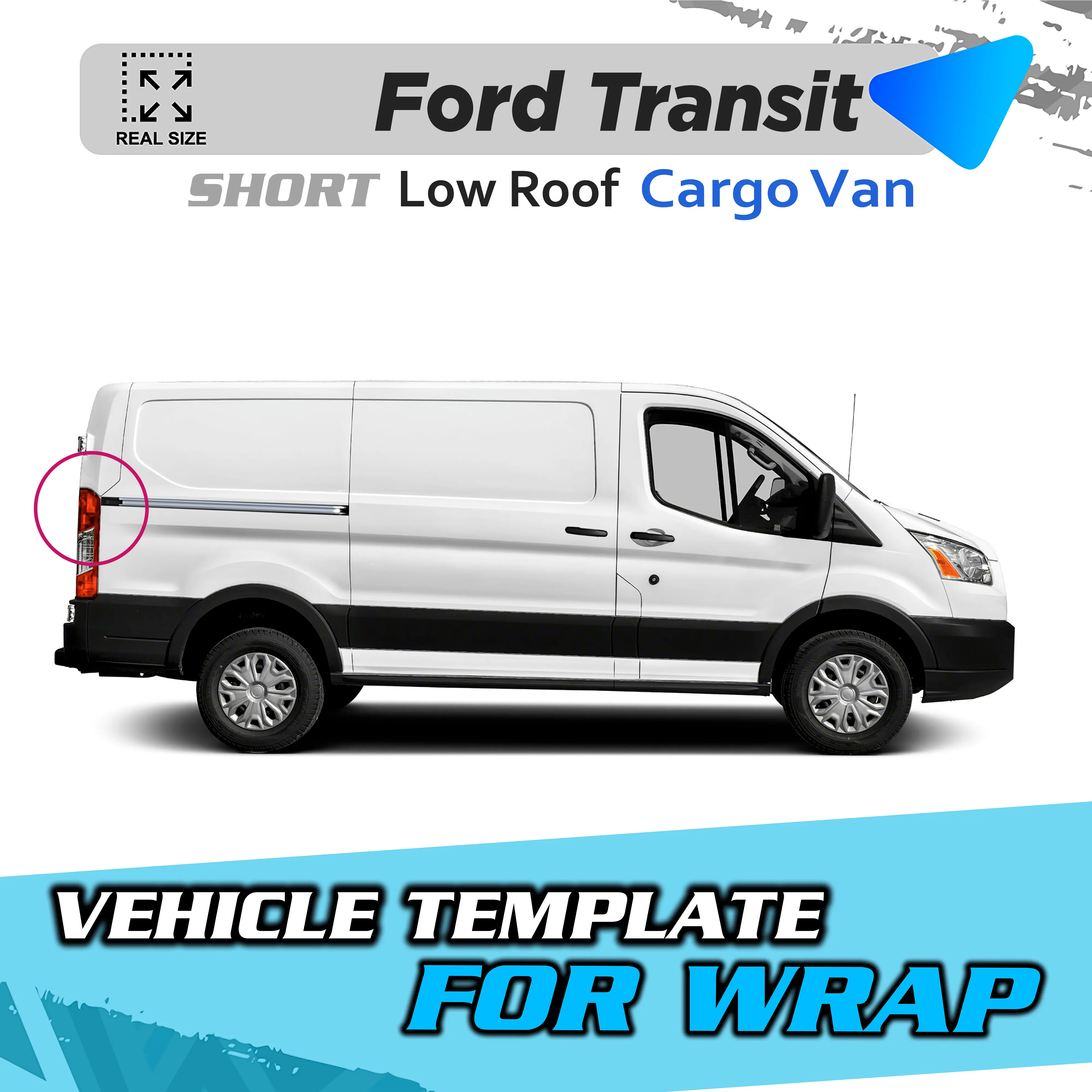 VEHICLE  TEMPLATE FOR WRAP FORD TRANSIT SHORT LOW ROOF 1:1 Scale