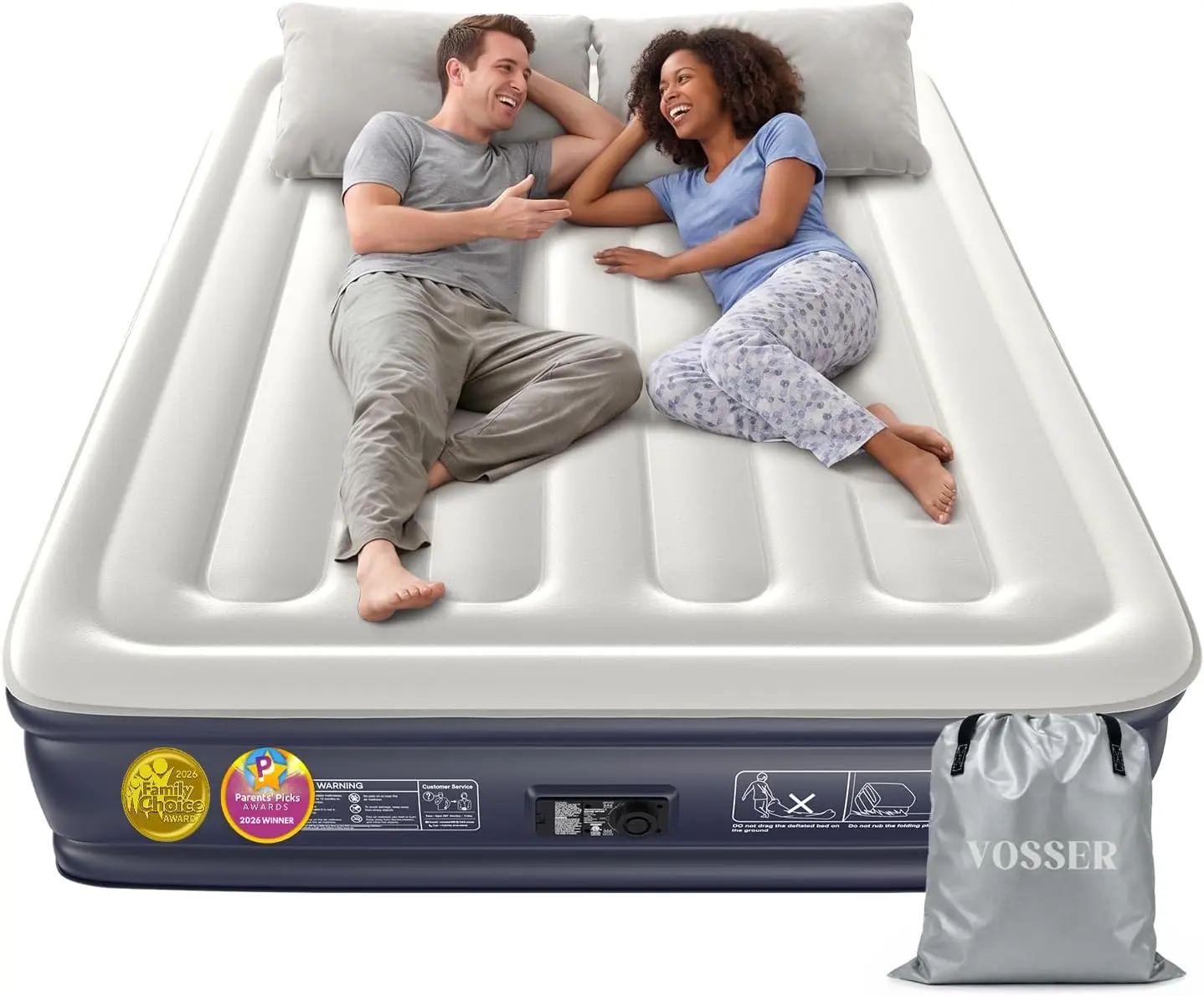Queen Air Mattress with Built-in Pump, 13" Raised Blow Up Inflatable Mattress Queen, Heavy Duty 800lbs Luxury Comfort Air Bed for Home, Guests & Camping, Thick Self-Inflating Bed