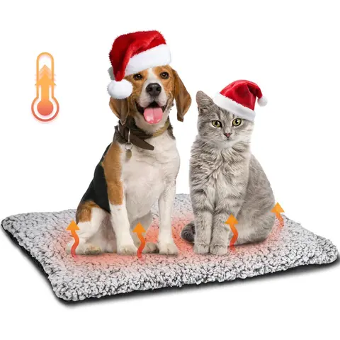 Self-Heating Pet Bedding Pad - Super Soft Thermal Fabric Mat, Washable, Anti-Slip Indoor Crate Cozy Layer for Dogs, Cats; Heated Design Keeps Warmth Stays Put, Ensures Crate Stays Steady, 50*40Cm