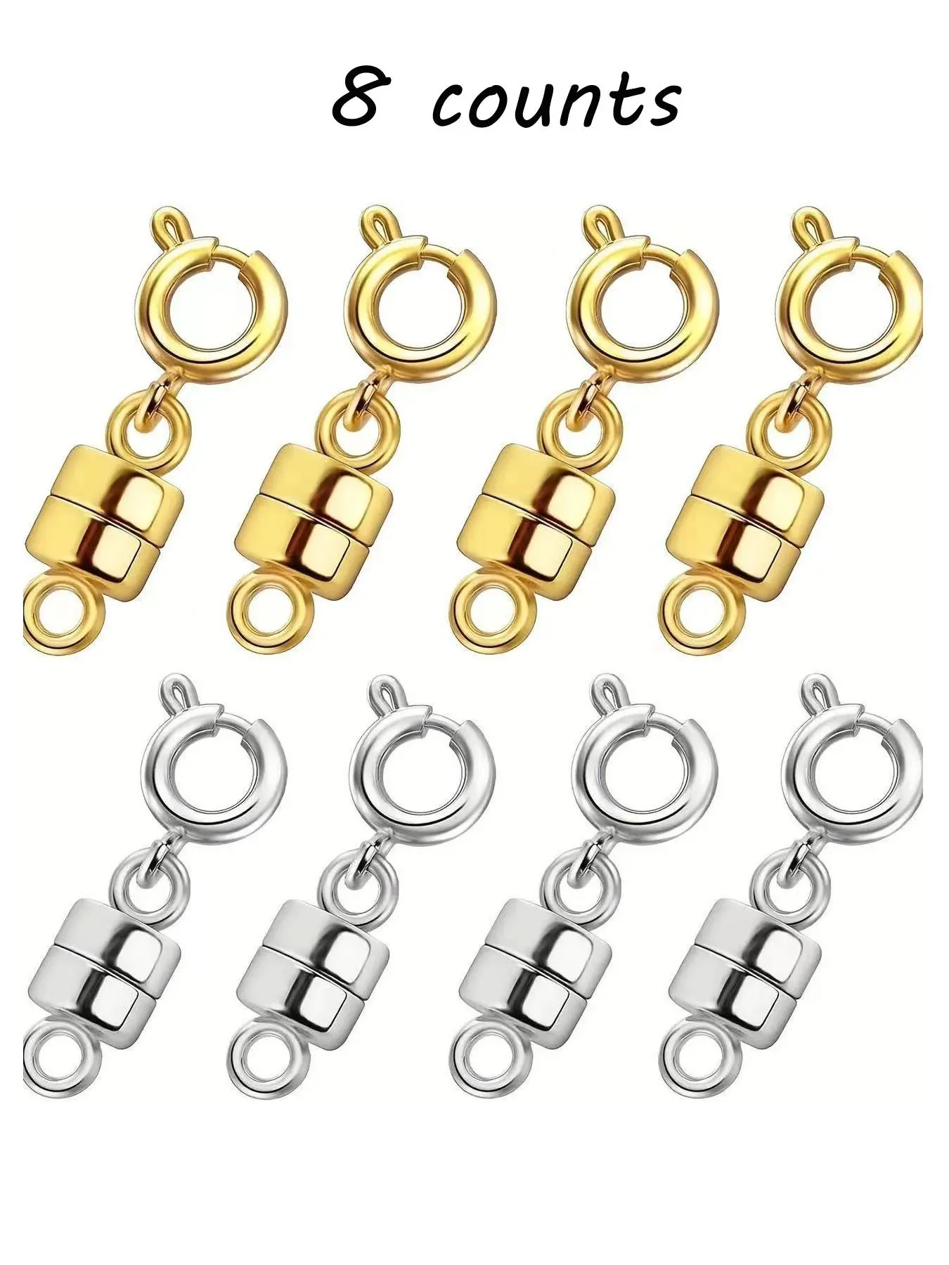 8pcs Magnetic Necklace Clasps And Closures with Lobster Clasp, 14K Gold Plated & Silver Plated Magnetic Jewelry Clasps for Bracelet and Necklaces, DIY Jewelry Accessories