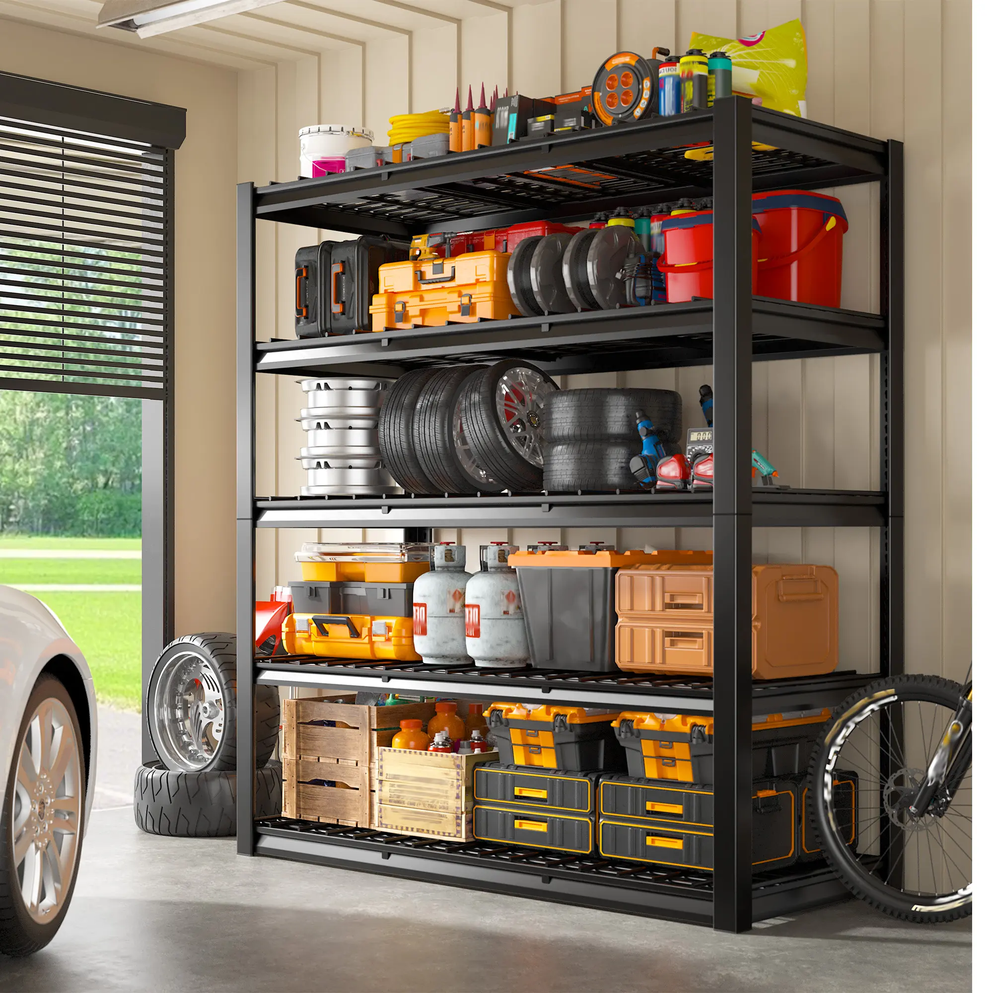 Raybee Heavy Duty Garage Shelves 5&4 Tier All Metal Wire Shelving Unit Height Adjustable Versatile Utility Shelf Rack for Warehouse Pantry Storage Store Organizer #TikTokShopStockUp #SummerVibes