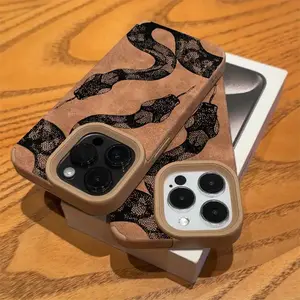 Black Python Pattern Phone Case, Simple and Low-Key Luxury, Full Body Protection, Shockproof and Drop-Proof, Suitable for iPhone 17 Air/16 Plus/15 Pro Max/14 Pro/13/12/11 Plus Pro Max and Other Phone Models, Best Choice for Holiday Gifts JTQBTP03