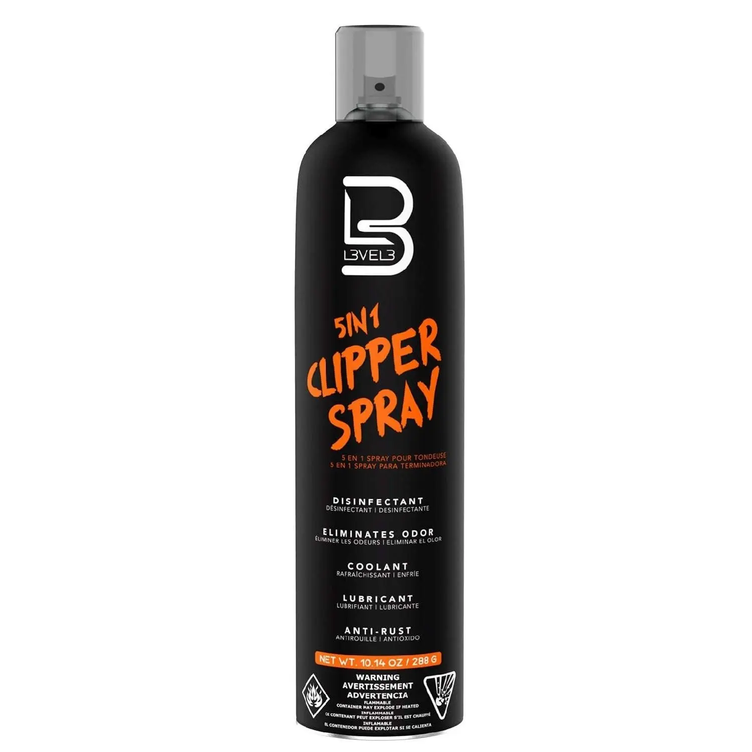 L3Vel3 5-In-1 Multi-Use Clipper Spray - 10.14 Oz, Cleans & Cools Blades, Disinfects Blades, Extends Clipper Life, Professional Barber Hair Care Tool, Barber Tool, 5-In-1 Clipper Spray
