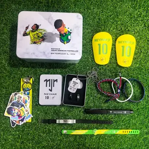Neymar Jr Gift Bundle(1 Neymar gift box+1 Keychain+1 Figure+1 Pen+1 Necklace+2 Rings+1 Pair Of Shin Guards+5 wristbands) Football
