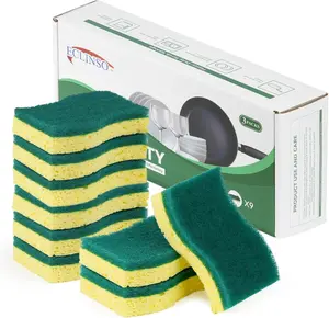 9 Pack Heavy Duty Scrub Sponge, Tough Cleaning Tool for Grills, Stovetops & Burned Pots, Durable Dual-Sided Sponge for Heavy-Duty Kitchen & Household Tasks