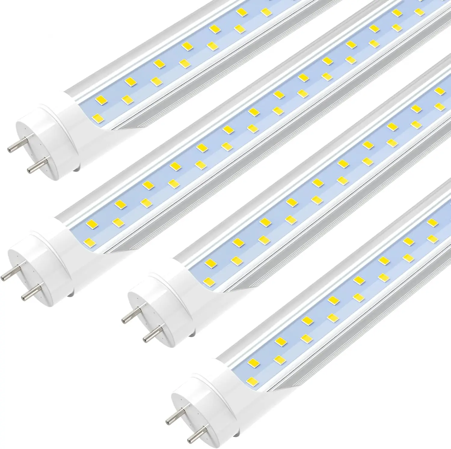 ETL T8 4FT LED T8 Type A+B Tube Lights, 24W(65W Equivalent), 3200LM, 6000K, Single or Double End Powered, Plug and Play or Ballast Bypass T10 T12 Fluorescent Bulbs Replacement, Clear(4-Pack)  Garage Shop Workshop, Led Lighting Energy Save