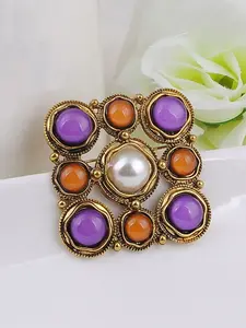 Vintage Brooch, Retro Fashion Alloy, Colorful Resin Flower Shape, Women's Exquisite Brooch for Ladies' Dress