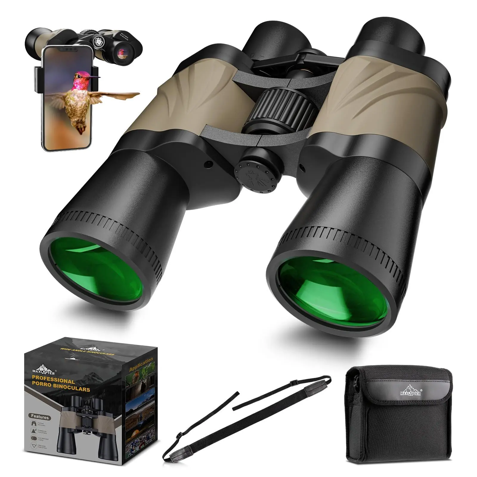 MAXLAPTER 12x50 High Power Binoculars for Adults with Large View BAK4 Prism Fogproof & Waterproof Binoculars for Bird WatchingGreat for Travel Hunting Concerts Camping Hiking