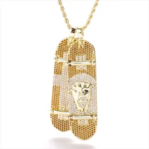 [ICE HUE]18K Gold Vacuum Plated Copper with 5A+ Sri Lanka Zircon Cross & Jesus Design Pendant With Necklace Miami Italy Mexico & Micro Inspired for Women & Men Luxury Jewelry,Daily Wear,Casual Fashion,Gift Idea,,Classic,Hip Hop,Simple,Sporty Style