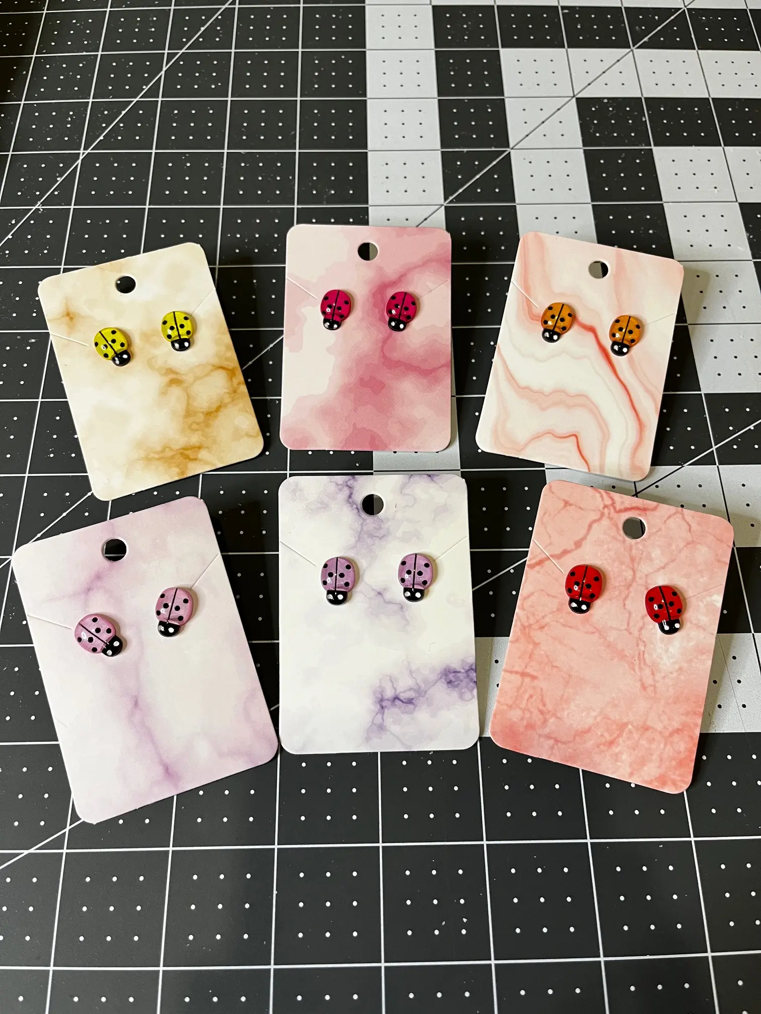 Colorful Ladybug Stud Earrings