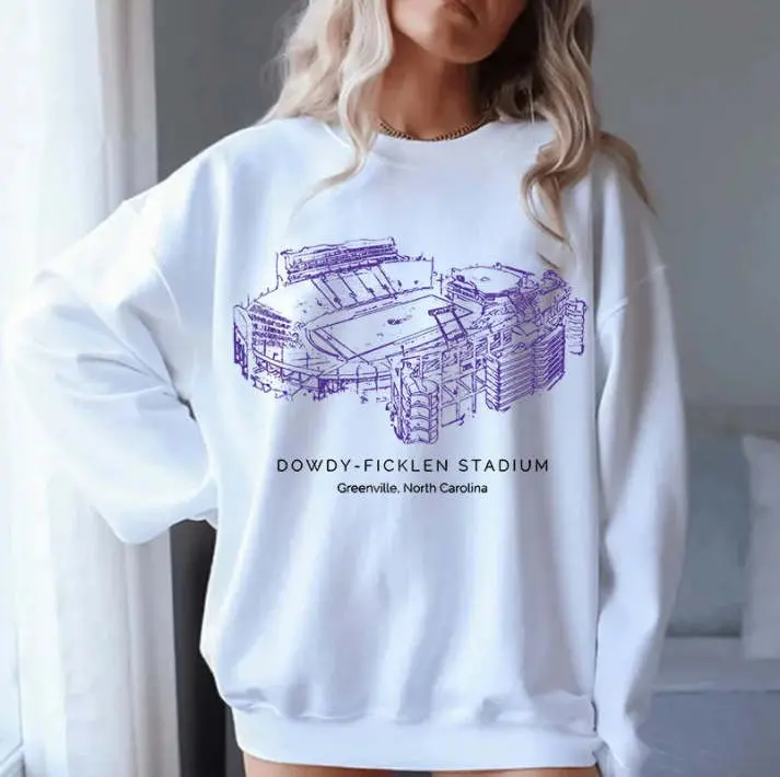 Dowdy-Ficklen Sweatshirt, Ecu Stadium Unisex Crewneck Sweatshirt