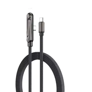 Folding Stand Charging Cable, 240w Fast Charging 1.5m Braided Data Line, Right Angle Charger Compatible with Phones & Tablets