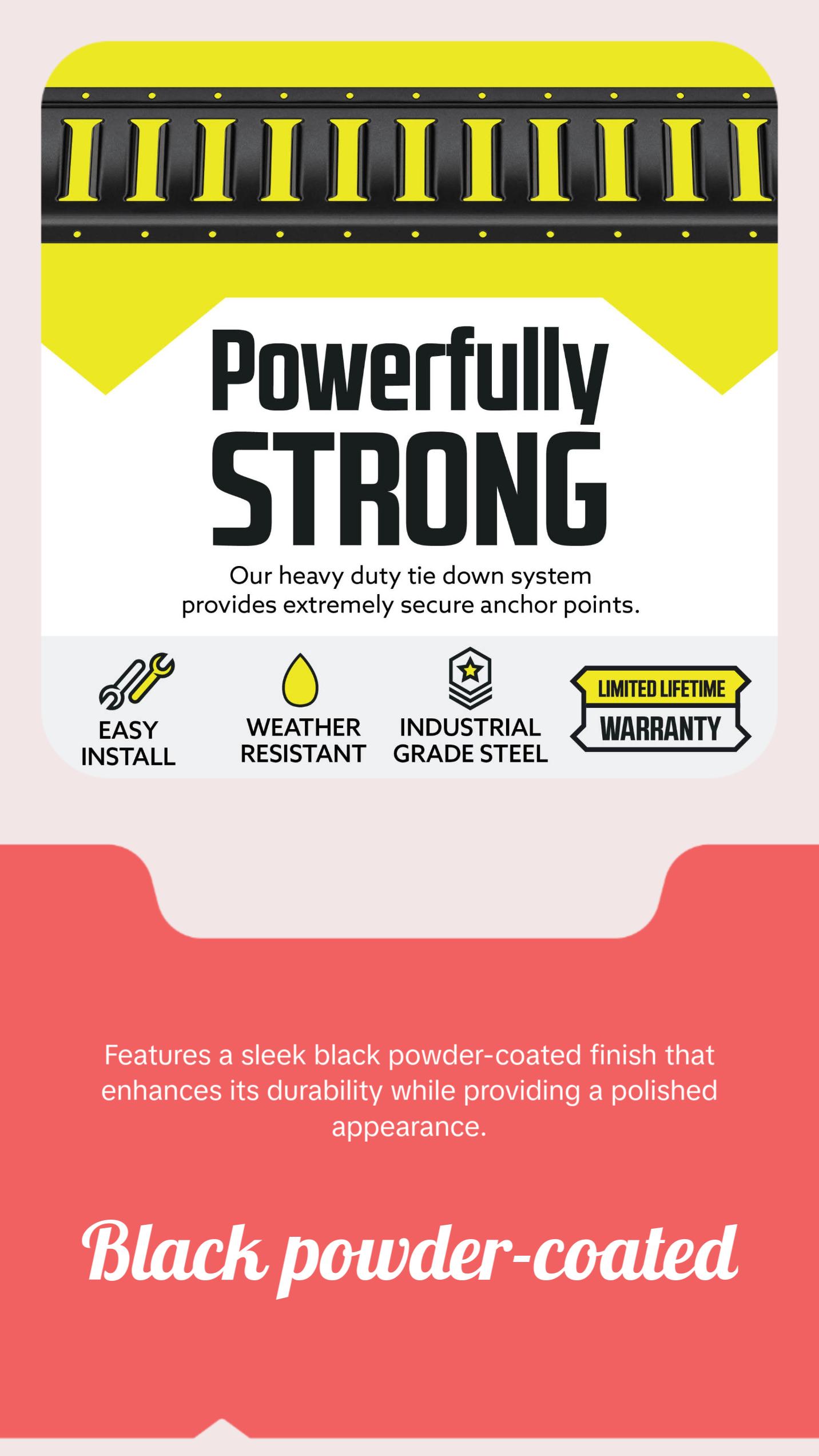 10 ft Black Powder Coated 3-pack Horizontal Rail