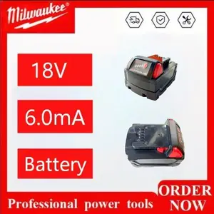 Milwaukee M18 6.0Ah Battery, 18V Lithium-Ion, 50% More Power Than Standard XC Batteries, For M18 Cordless Power Tools, Replacement Battery Pack